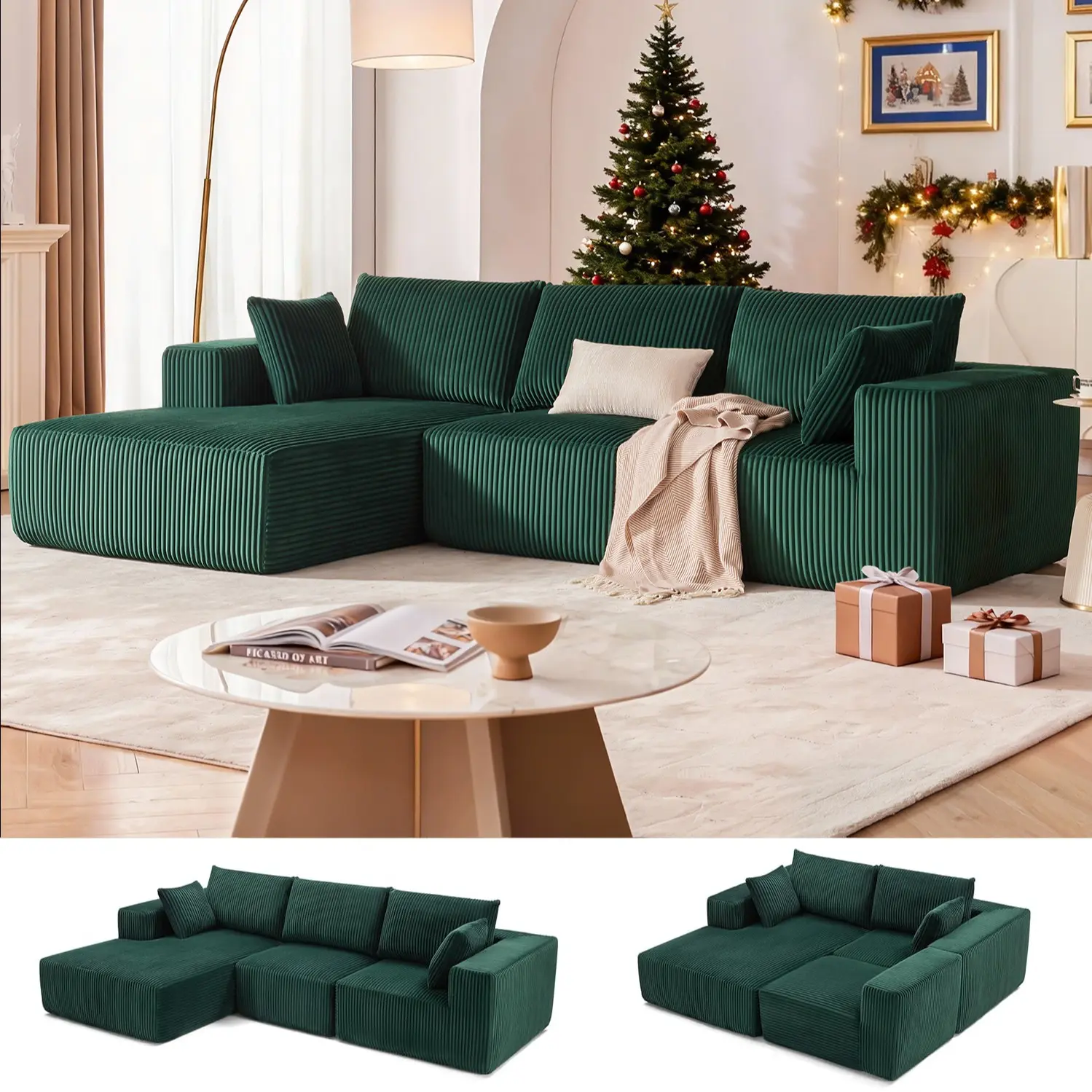 Green-Left Facing Chaise