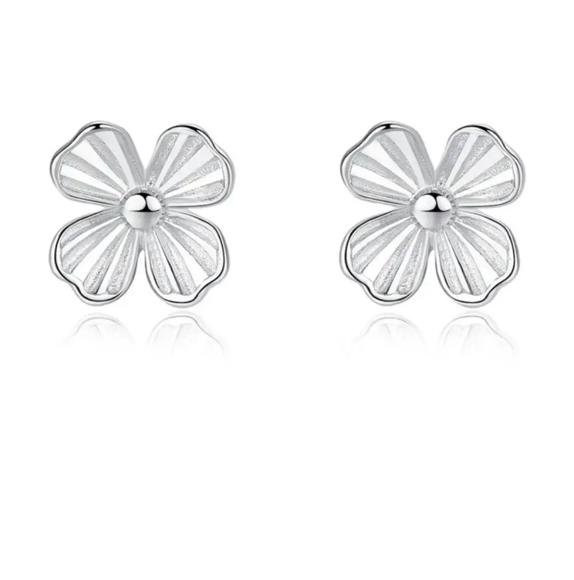 Trendy Sterling Silver Flower Stud Earrings for Women - Silver Earrings for Women - 925 sterling silver- Nickel Free, Hypoallergenic, Waterproof