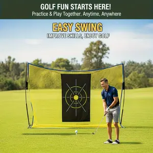 A Golf Practice Net Featuring a Spacious 10X7-Foot Mesh, Complete with a Target Fabric. This Personal Practice Range Is Crafted for Golfers, Suitable for Both Indoor And Outdoor Use