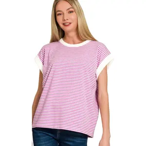 Stripe  Rib Banded Top