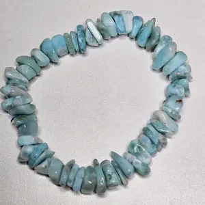 Natural Larimar Crystal Chip Bracelet 7"