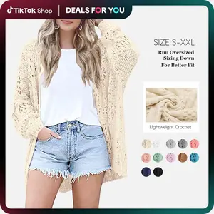 Lightweight Crochet Cardigan 2025 Fall,Winter New for Women Long Sleeve Open Front Knit Oversized Summer Cardigans Sweaters Outdoorfun Beach Vacation dealsforyoudays