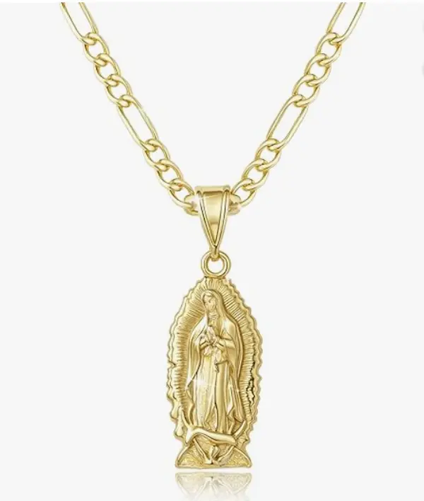 Gold-Plated Crucifix Jesus Shaped Necklace - Religious Design, Colorful Cross Emblem, Blessed Keys Christian Costume Jewelry Gift for Men, Crucifix Necklaces, Jesus Shaped Necklaces, Gold-Plated Cross Necklaces