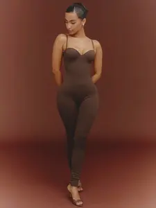 Women's Fashion Casual Solid Color Slimming Strap Jumpsuit, Detachable Straps, Daily Date Wear, Comfortable Stylish One-Piece Pants