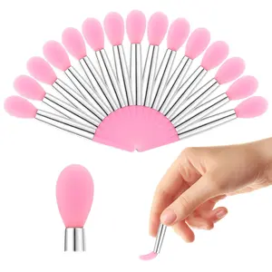 15 Pcs Lip Mask Applicator, Silicone Lip Applicator, Reusable Lipstick Applicator Wands, Lip Gloss Applicators Wands, Lip Brush for Lipstick Lip Gloss Lip Mask Eyeshadow (Pink)