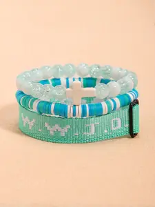 WWJD Letter Beaded Bracelet, Fashionable Cross Charm Decor Beaded Bracelet for Women & Men, Trendy Fashionable Accessories, Trendy All-match & Exquisite Jewelry for Birthday Gift, Religious Jewelry Gift, Cross Beads Bracelet