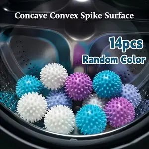 14PCS Household Dryer Balls, Large Spiked Laundry Dryer Accessories, Reusable Eco-Friendly Fabric Softener Alternative, Anti-Wrinkle Anti-Static Lint Removing Balls for Faster Drying