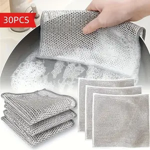 30-pack washable microfiber cleaning cloths - multi-functional, scratch-resistant cleaning pads, suitable for both wet and dry use, ideal for cleaning dishes, pots, and pans.