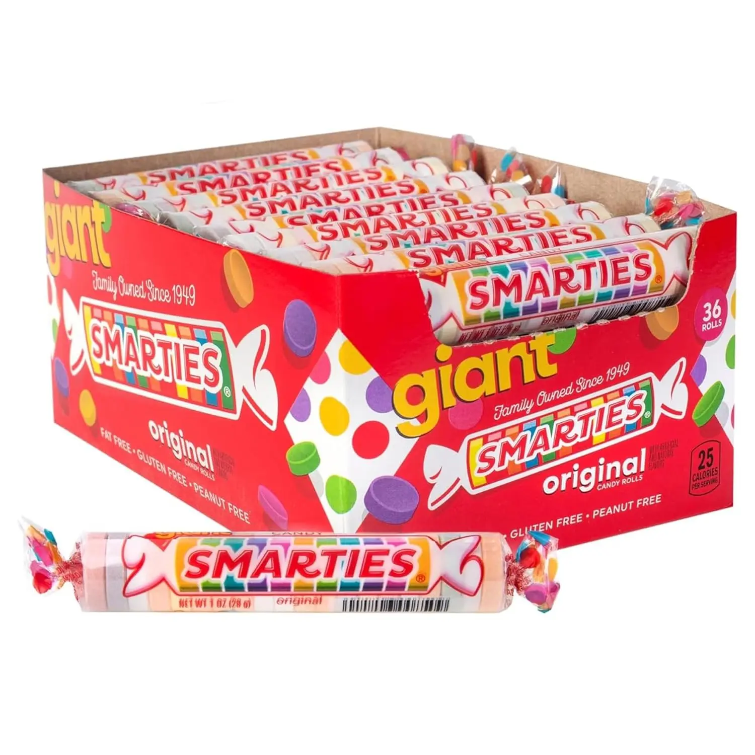 Candy Giant Rolls - Gluten & Vegan Free - Classic Sweetness From Family Owned Company Since 1949, Peanut & Dairy Free - Individually Wrapped Bulk Halloween Candy - 34 oz (Pack of 1)