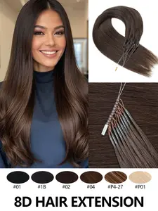 8D Nano Beads Hair Extensions, Micro Loop Human Hair Extensions, Invisible No Trace Micro Link, Micro Bead Hair Extensions Straight Human Hair, Mini Silicon Beads Easy to Install, Seamless, Glueless Natural Straight Hair, Perfect for Long Hair Lengthen