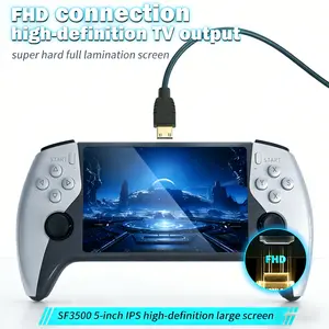 New Sf3500 Retro Vintage Handheld Game Console, Video Game Machine, 5 Inch IPS Screen, 3000mah Portable Video Player, Ergonomic Design with Stand, Birthday Gift
