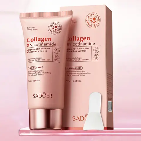 Collagen Nicotinamide Peel-off Mask, Locks in Moisture, Improves Dullness, Smooths Wrinkles, Firming Deep Cleansing Face Mask for All Skin Types, 75ml SADOER