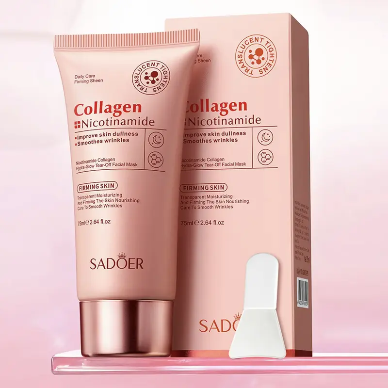 Collagen Nicotinamide Peel-off Mask, Locks in Moisture, Improves Dullness, Smooths Wrinkles, Firming Deep Cleansing Face Mask for All Skin Types, 75ml SADOER
