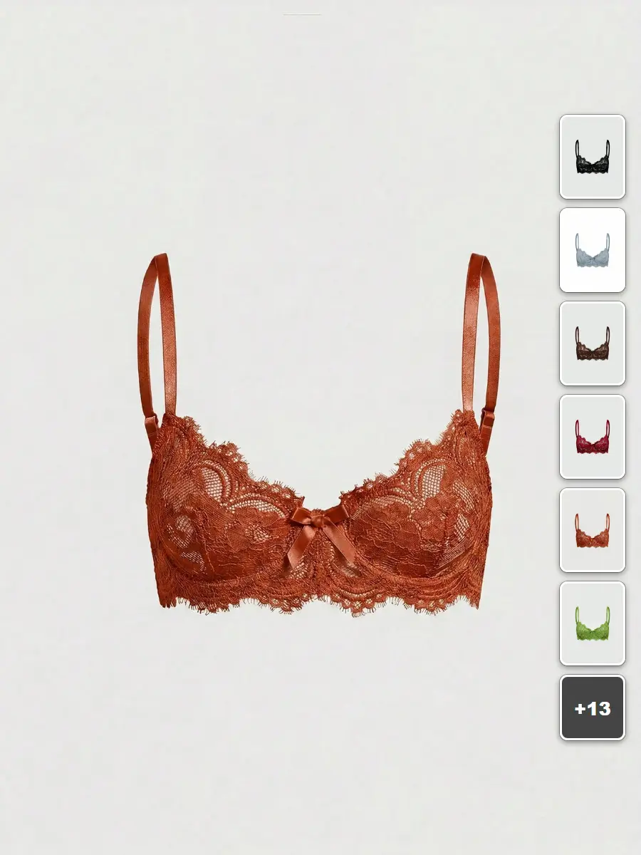 Goth Lace Bralette Floral Underwire Triangle Cup Dark Academia Clubwear