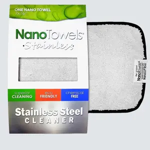 Nano Towels Stainless Steel Cleaner Chemical Free Stainless Steel Cleaning Reusable Wipe, Kid Pet Safe 7x16 (1 pc) Anti-grease Glass Smooth Microfiber