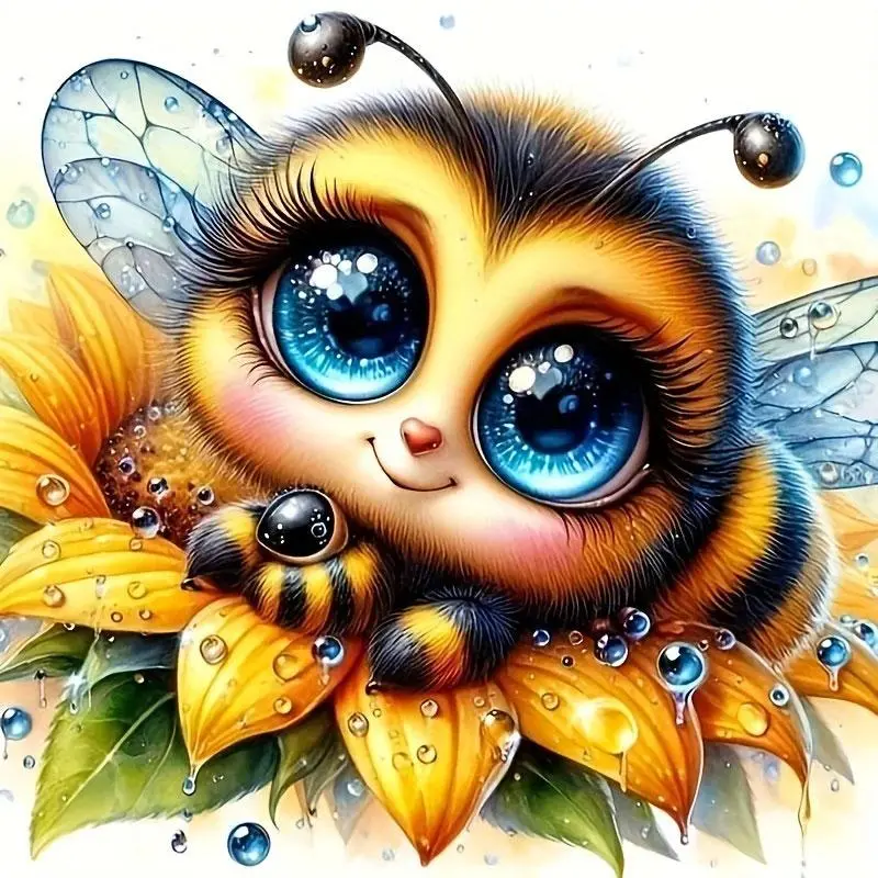 Bee Pattern DIY Craft Diamond Arts Colorful Painting Kit without Frame, 5D Diamond Arts Colorful Painting Kit, Wall Art Decor for Home Living Room Bedroom, Diamond Painting Kits