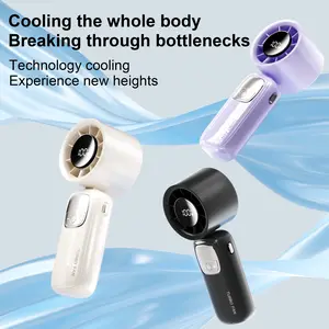 3-in-1 Portable Handheld Turbo Fan-100 Speeds, 15000 RPM, 10Hrs Cooling, LED Display, 90° Rotation, USB Rechargeable Battery Powered, Mini Foldable Hand Held Personal Fan for Women Men