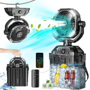 CoolHYFan Newly Upgraded Water Cooling Fan Atomizing 48-Hour Battery Life Portable LED Light Rechargeable 360° Rotating Hook Cordless Battery-Powered Lightweight Emergency Control & Four-Hole Mist Spray cial travel essen  cool hill