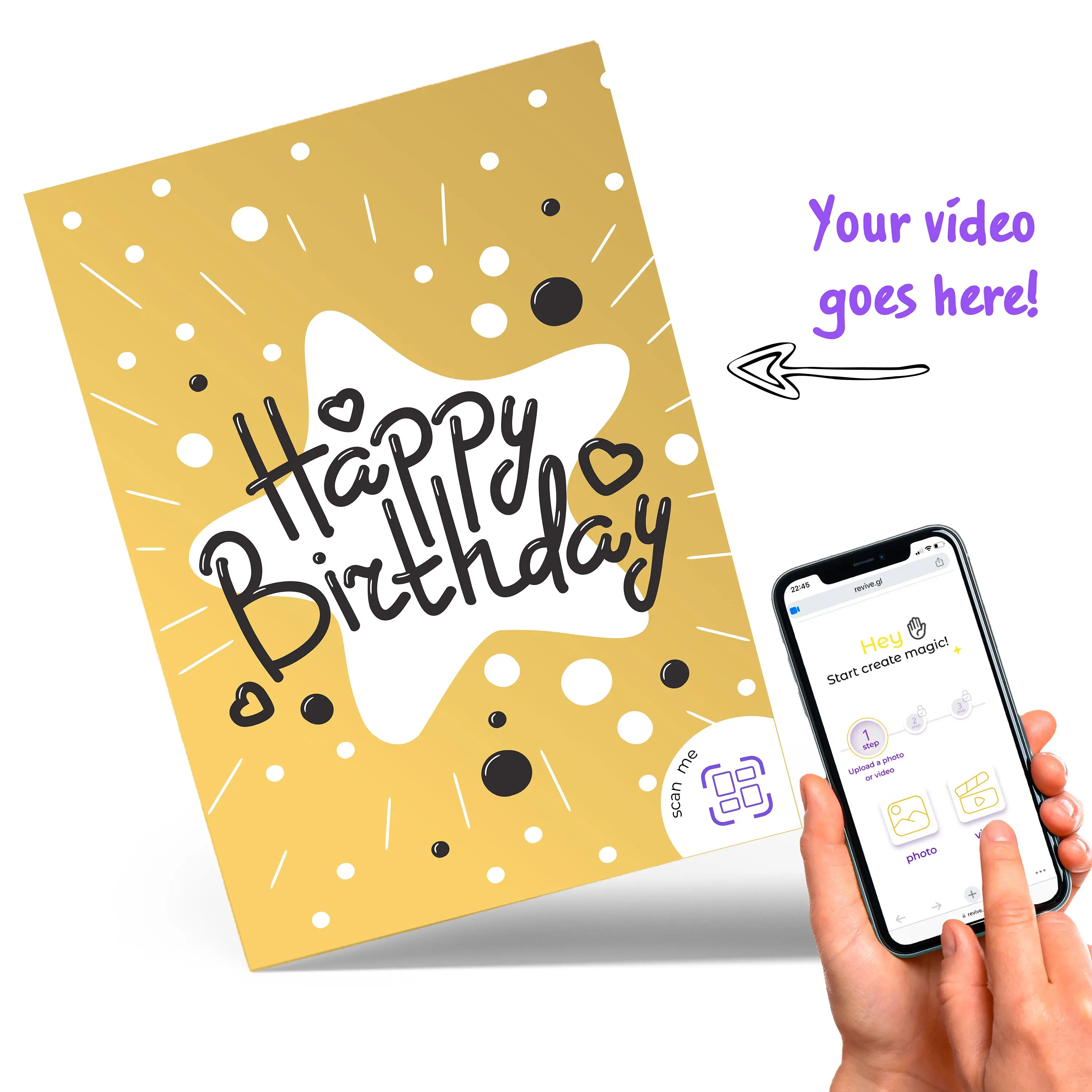 Video Greeting Card with AR*: Customize with Personal Video happy birthday invitation