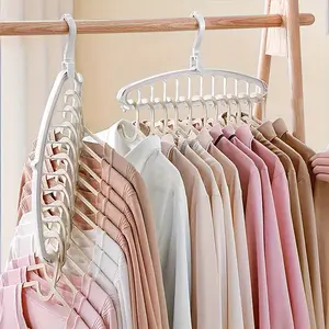 1pc/4pcs Space-Saving Multi-Hole Clothes Hanger, Foldable Hanging Drying Rack for Pants Shirts and Dresses, Compact Storage Solution Organiser