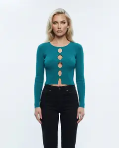 Milan Cutout Knit Top - Teal