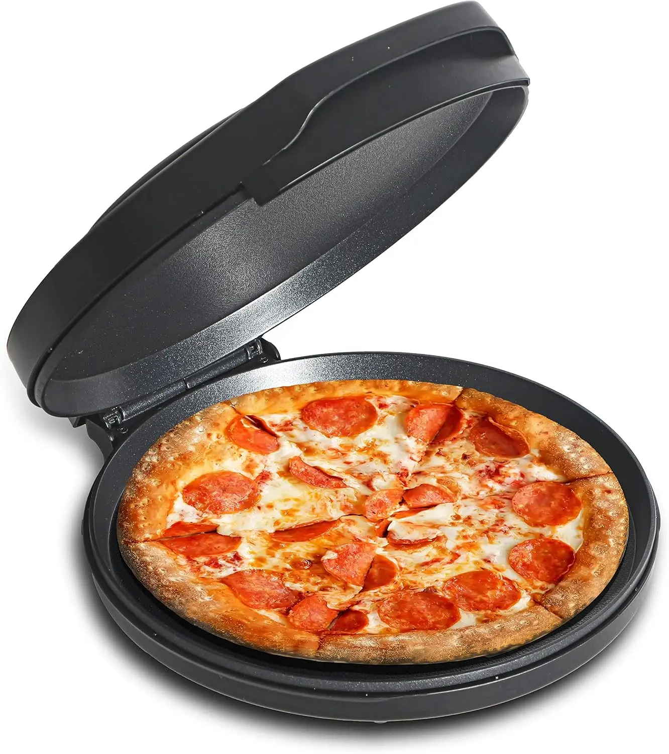Commercial Chef 12” Pizza Maker with Variable Temperature, Quesadilla Maker with Non-Stick Baking Plates, Indoor Electric Grill, 1500 Watts, CHQP12R, Black
