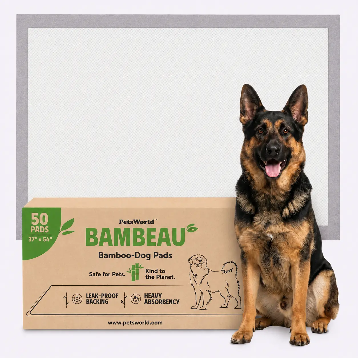 Bambeau 3XL (37x54 inch) Premium Bamboo-Based Pads Eco Conscious Dog Pads