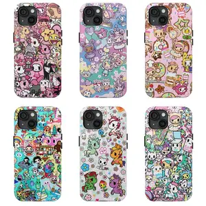 Trendy Aesthetic Tokidoki Colorful Graffiti Design Phone Case - Retro Collage Japanese Style iPhone17/16/15/14/13/12/11  Anti-Yellowing Hard PC Back & Soft TPU Bumper Dual-Layer Phone Case