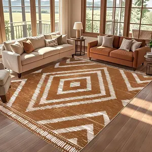 Geanup Boho Area Rugs Non Slip, Washable Rug for Living Room Bedroom, Low Pile Moroccan Carpets for Dining Room Kids Nursery Farmhouse