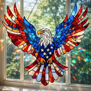 American Eagle Suncatcher Acrylic, America 250th Anniversary Suncatcher, Patriotic Home Decor, US Flag Sun Catcher, 4th of July Gift, USA 250th Anniversary Window Hanging