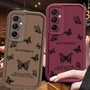 Phone Case: Vintage Minimalist Design Butterfly English Slogan Sky Eye Staircase Shockproof Lens Protective Case Compatible with Samsung Galaxy S26,S26PLUS,S26ULTRA,S25,S25PLUS,S25ULTRA,S24,S24FE,S24PLUS,S24ULTRA,A54,A53,A52,A36,A35,A34,A33,A17,A1 Fashion