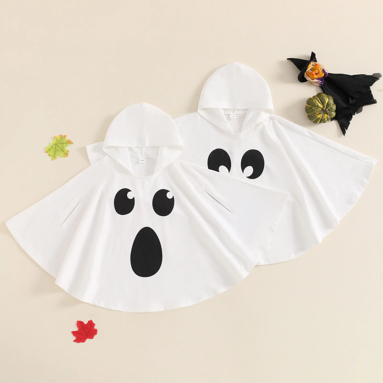 Halloween Boys Girls Costume Ghost Print Hood Cape Clothes Kids Toddler Baby Cloak