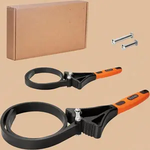 Adjustable Rubber Strap Wrench Set, 2-Piece Non-Slip Grip Tool for Plumbing and Oil Filters, Universal Pipe Wrench with Large Diameter 6" and 4", Easy-to-Use Jar Opener for Weak Hands, Durable and Versatile wrench kit offset  extension  wrench