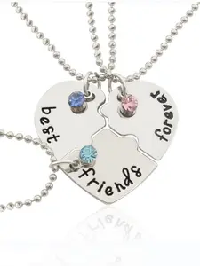 Heart Design Pendant Necklaces, 3 Counts/set Fashionable Letters Best Friend Forever Design Puzzle Necklaces, Cute Trendy All-match & Exquisite Friendship Jewelry for Birthday Gift for Kids
