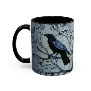 Beautiful Crow Ceramic Mug Halloween Holiday Gift Mug - scs14381