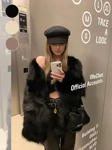 Women's Faux Fox Fur Coat, New Fashion Loose Mid-Length Outerwear, Warm & Comfortable Design for Fall Winter Seasons