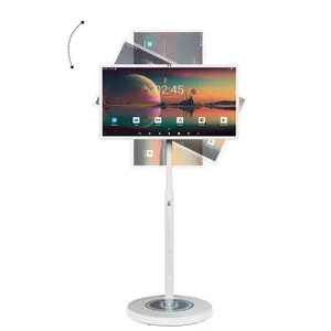 32-Inch Portable TV with Incell Touch Screen, 1080P Rolling Smart TV, 8G RAM+128G Storage, Android OS, Built-in Battery, Full Swivel Rotation, Remote Control, Ideal for Trade Show, Brainstorm Meeting