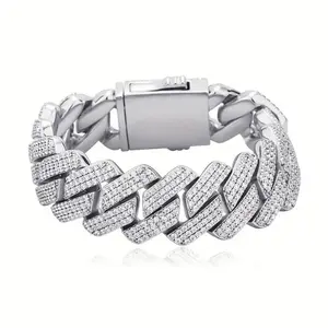 Supernova Cuban Bracelet CZ 14mm Iced Link Trendy Fashionable Accessories Stainless Steel Wrist Trendy Jewellery Accessories Trendy Stack Bangle