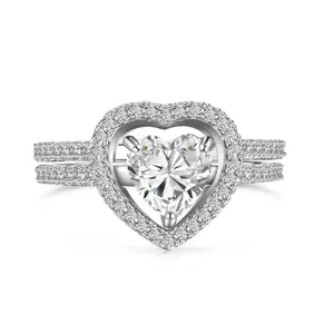925 Sterling Silver Luxury Big Heart ShapedRing  With 5A Cubic Zirconia SparklingEngagement & Promise Jewelry For WomenPerfect For Weddings, Dates & Daily With GiftBox healing  jewelry