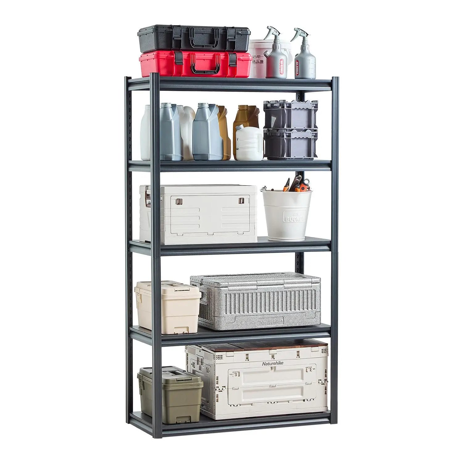 VEVOR Storage Shelves,  2000 lbs, 5 Tier Garage Storage Shelving, 18" D x 40" W x 72" H Adjustable Metal Shelves for Garage Shelves Utility Rack Shelf, Ideal for Kitchen, Warehouse, Basement, Black