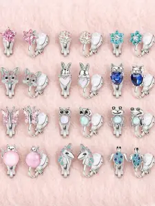 12 Pairs Cute Pattern Hypoallergenic Clip on Earrings for Women Men Skin-friendly Hypoallergenic Alloy Construction Safety Stability Fully Meeting Daily Wear Long-term Using Demands Rich Vivid Lovely Patterns Are Complete in Styles Fresh Floral Elements
