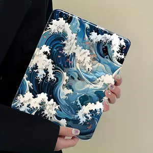 Classic Great Wave Art Tablet Case, Ocean Aesthetic Cover, Auto Sleep/Wake Mode, Anti-Drop & Scratch-Resistant, Transparent Acrylic Back, Universal Fit 7.9/8.3/10.2/10.5/10.9/11/12.9/13 Inch, Full Shock Absorption for Desk