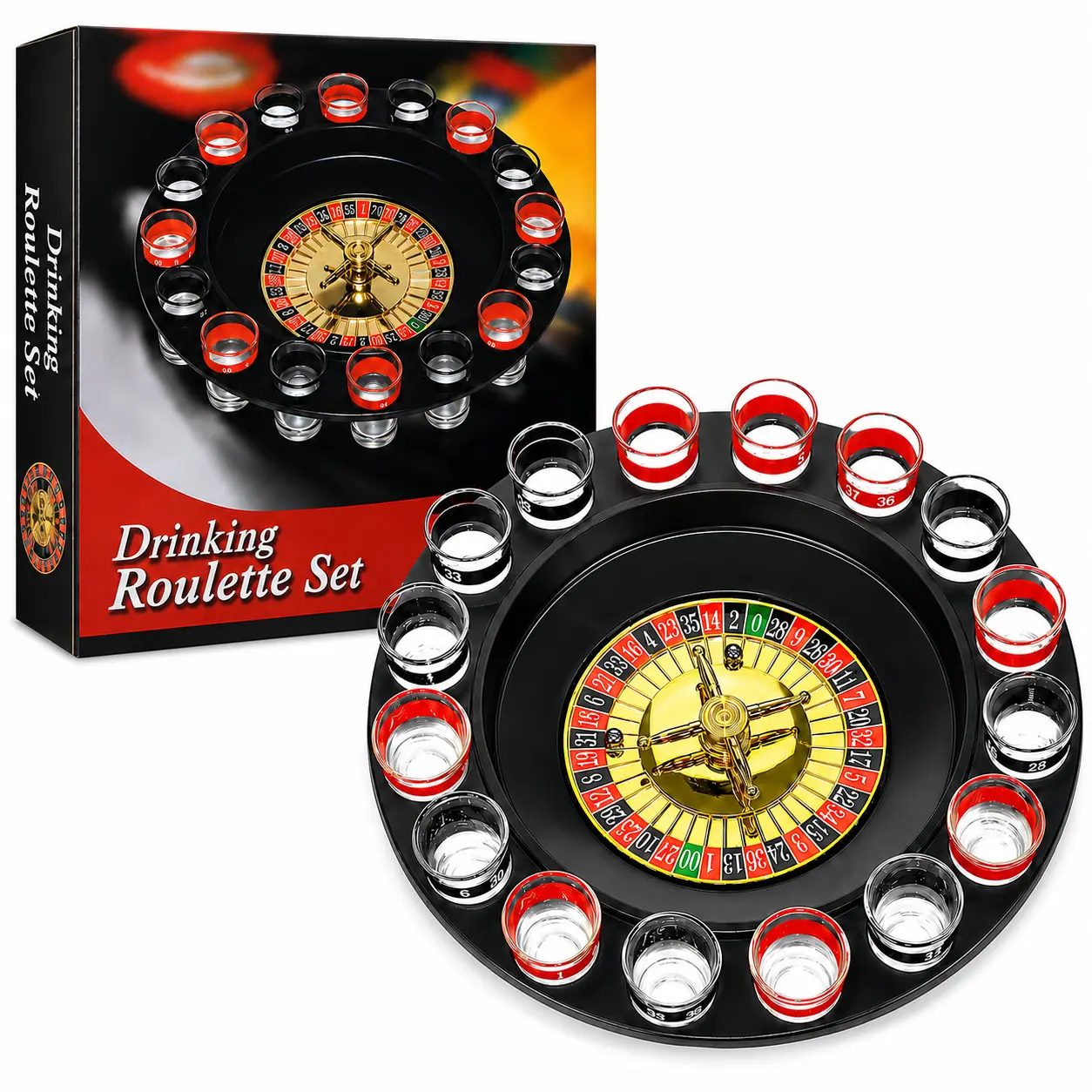 Drinking Game Glass Roulette-Drinking Game Set (2 Balls and 16 Glasses) Casino Style Drinking Game,Party Drinking Game,Couple Drinking Game,Party Supplies for Home and Outdoor Parties,game night