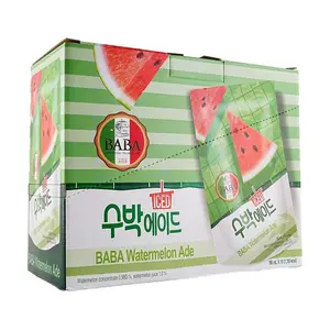 WOONGJIN BABA Korean Watermelon Juice 190ml x 10 Packs - Zero Fat Low Calorie Refreshing Drink