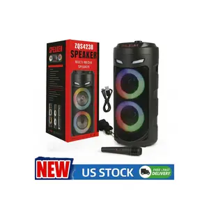 Portable Bluetooth Karaoke Speaker with Wireless Microphone, 16W Bass Sound, LED Party Lights, USB/FM Radio, Shoulder Strap, Compatible with Phone & Tablet (US Stock)