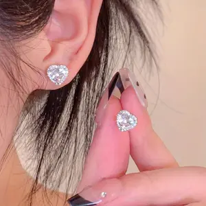 Artisan-Crafted Heart-Shaped Zircon Stud Earrings | Elegant Jewelry Gift for the Modern Woman Promise earrings earrings for women