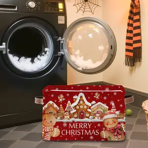 Christmas storage basket, gingerbread man shaped candy storage box, organize wardrobe shelves, clothing decoration, fabric basket, large storage rectangle with handle holiday decoration, gift packaging, dormitory essential