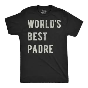 Mens Funny T Shirts Worlds Best Padre Sarcastic Fathers Day Graphic Novelty Tee For Men Mens Funny T Shirts Cool Vintage Fashion T-Shirt Gift Classic Menswear Dad Joke Apparel for Men Novelty Tees for Guys Black -