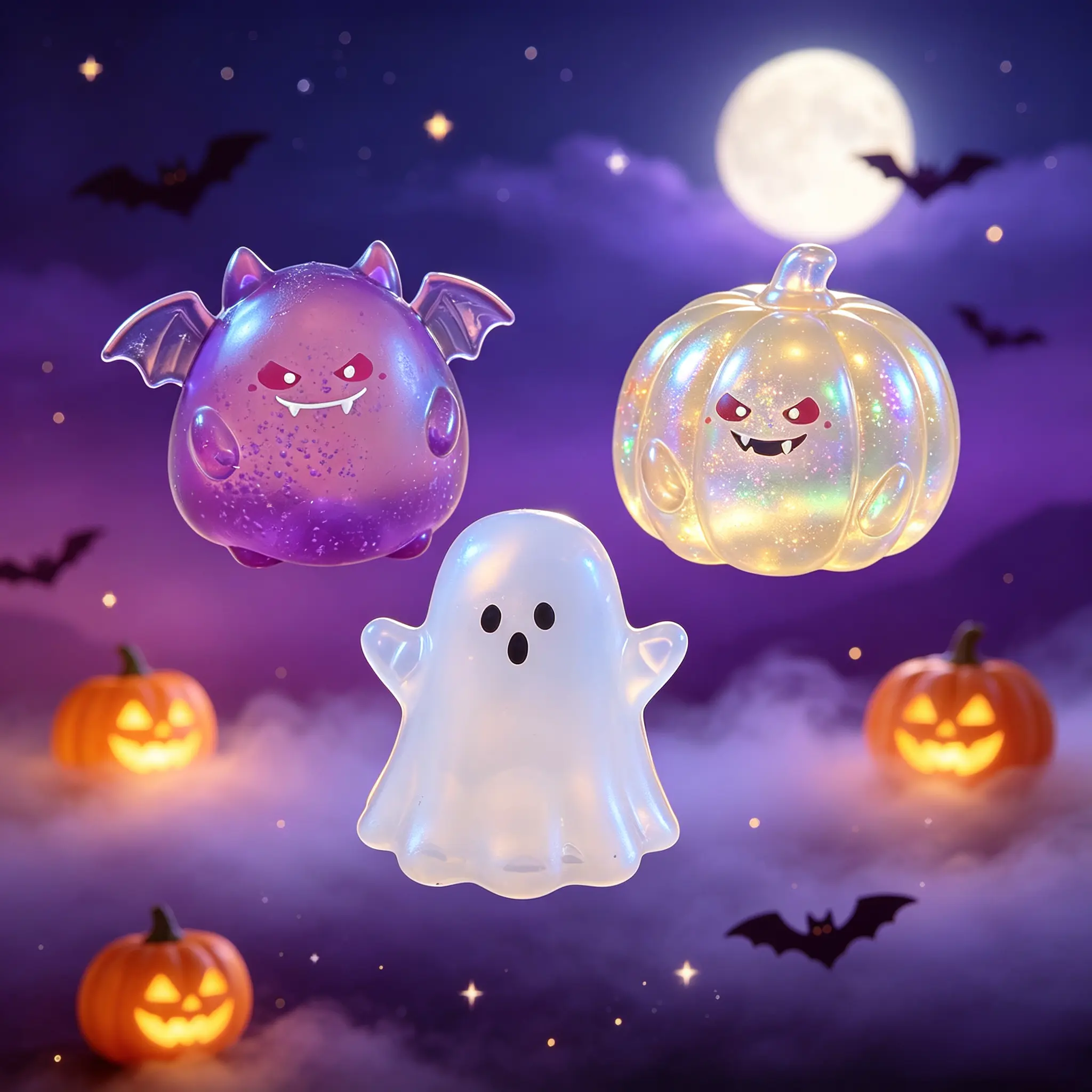 [Sugar Halloween Squish] Boxed Ghost/Pumpkin/Demo Squishies Handmade DIY Stress Ball Toy for Gifts