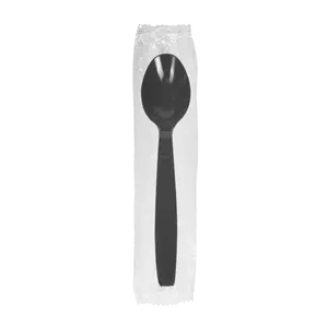 [1,000 ct] PS Plastic Extra Heavy Weight Tea Spoons Wrapped, Black